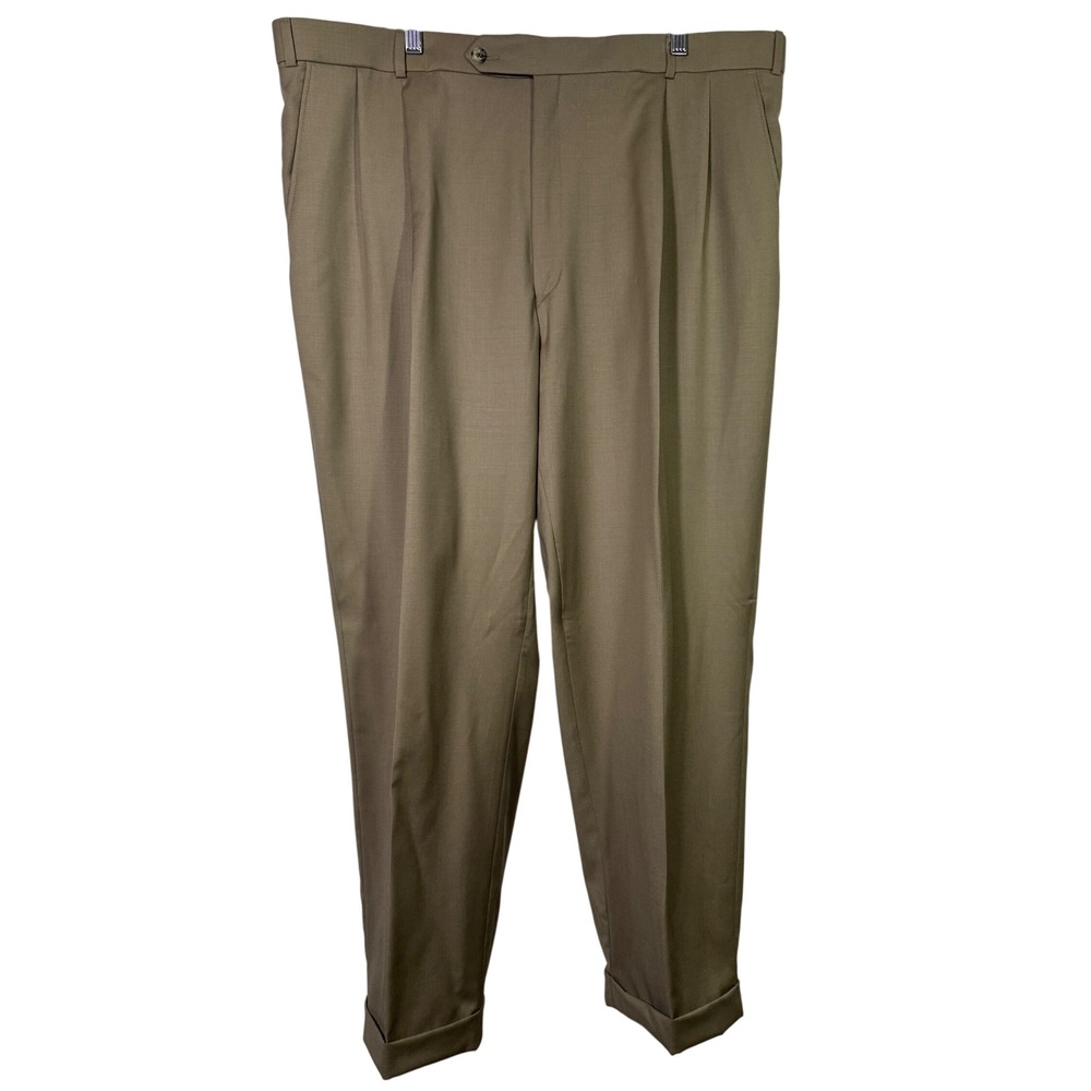 Ballin Super 120s Wool Pleated Trousers Size 42x30 Preppy Old Money Quiet Luxury
